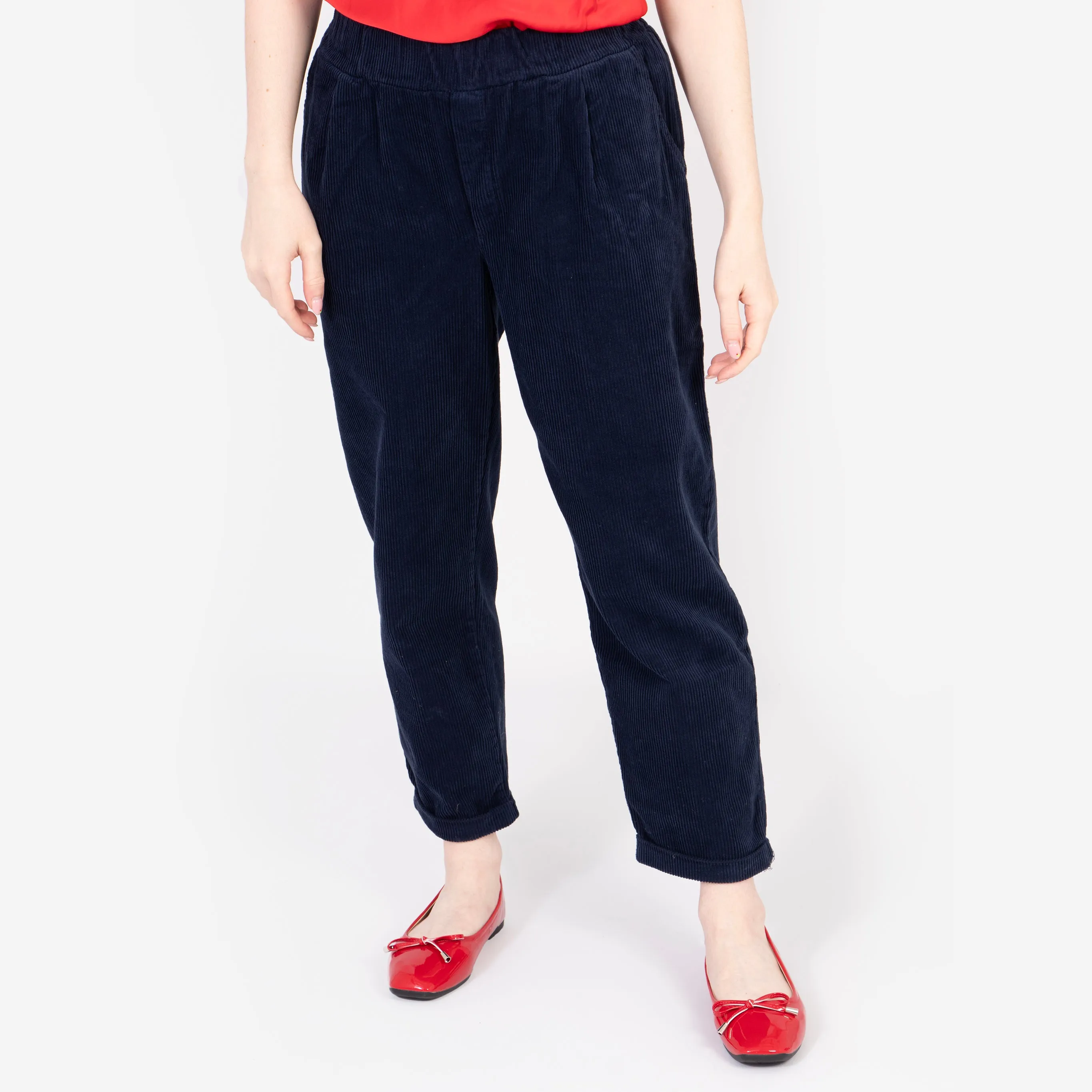 Olive Tapered Leg Trousers - Navy Blue, Babycord