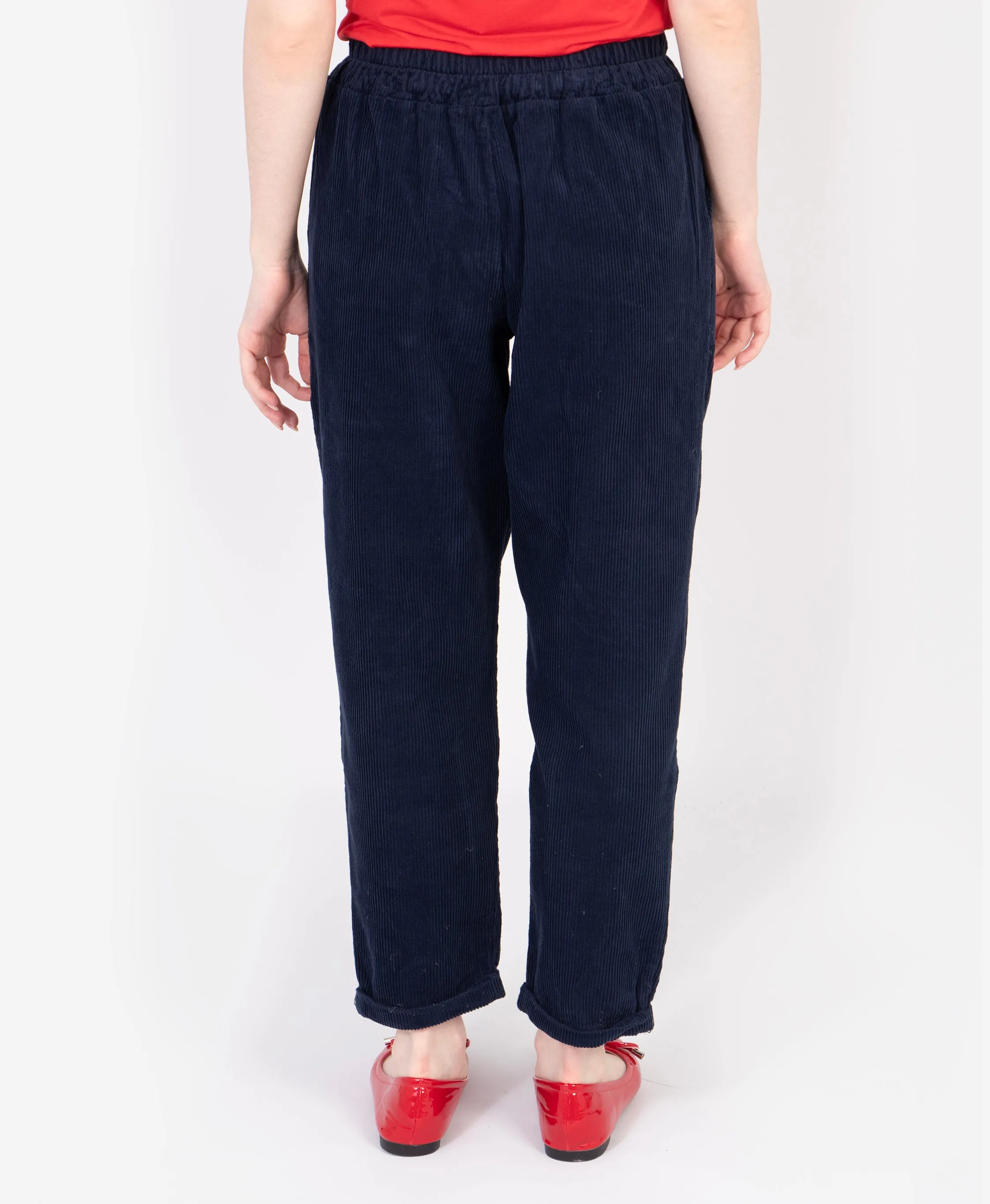 Olive Tapered Leg Trousers - Navy Blue, Babycord