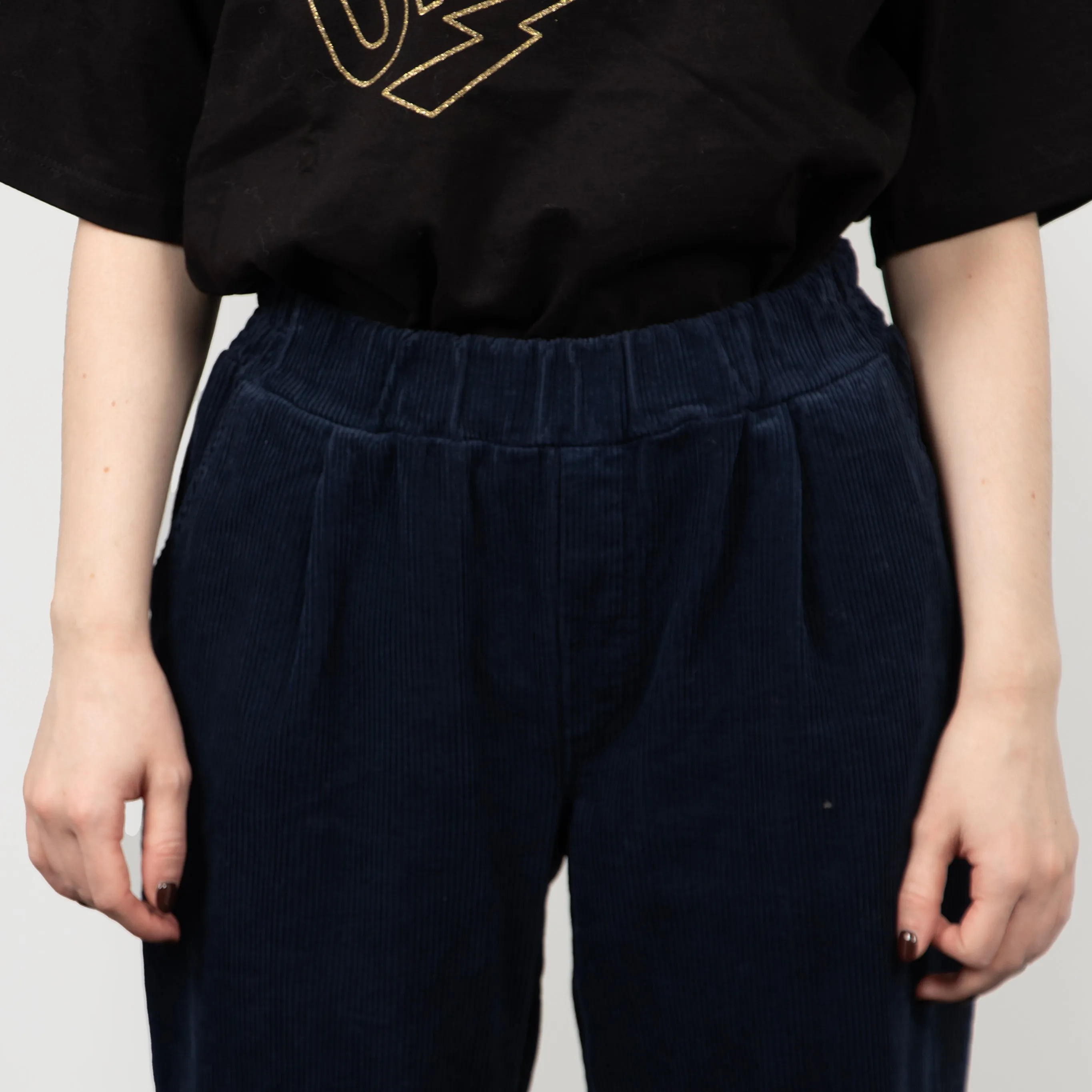 Olive Tapered Leg Trousers - Navy Blue, Babycord
