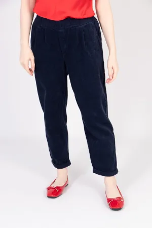Olive Tapered Leg Trousers - Navy Blue, Babycord