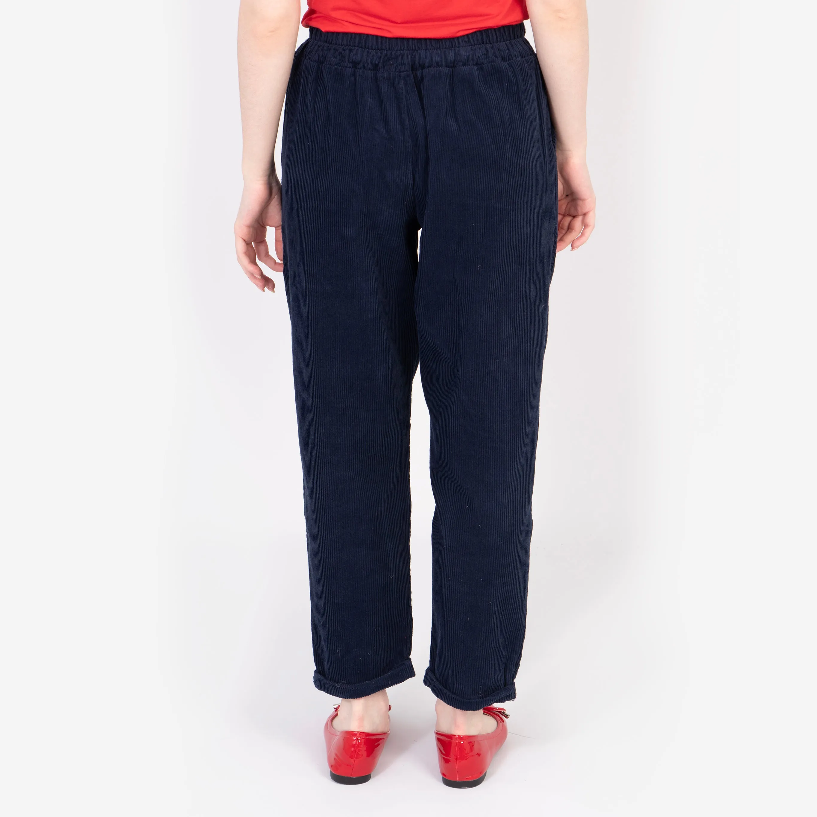Olive Tapered Leg Trousers - Navy Blue, Babycord