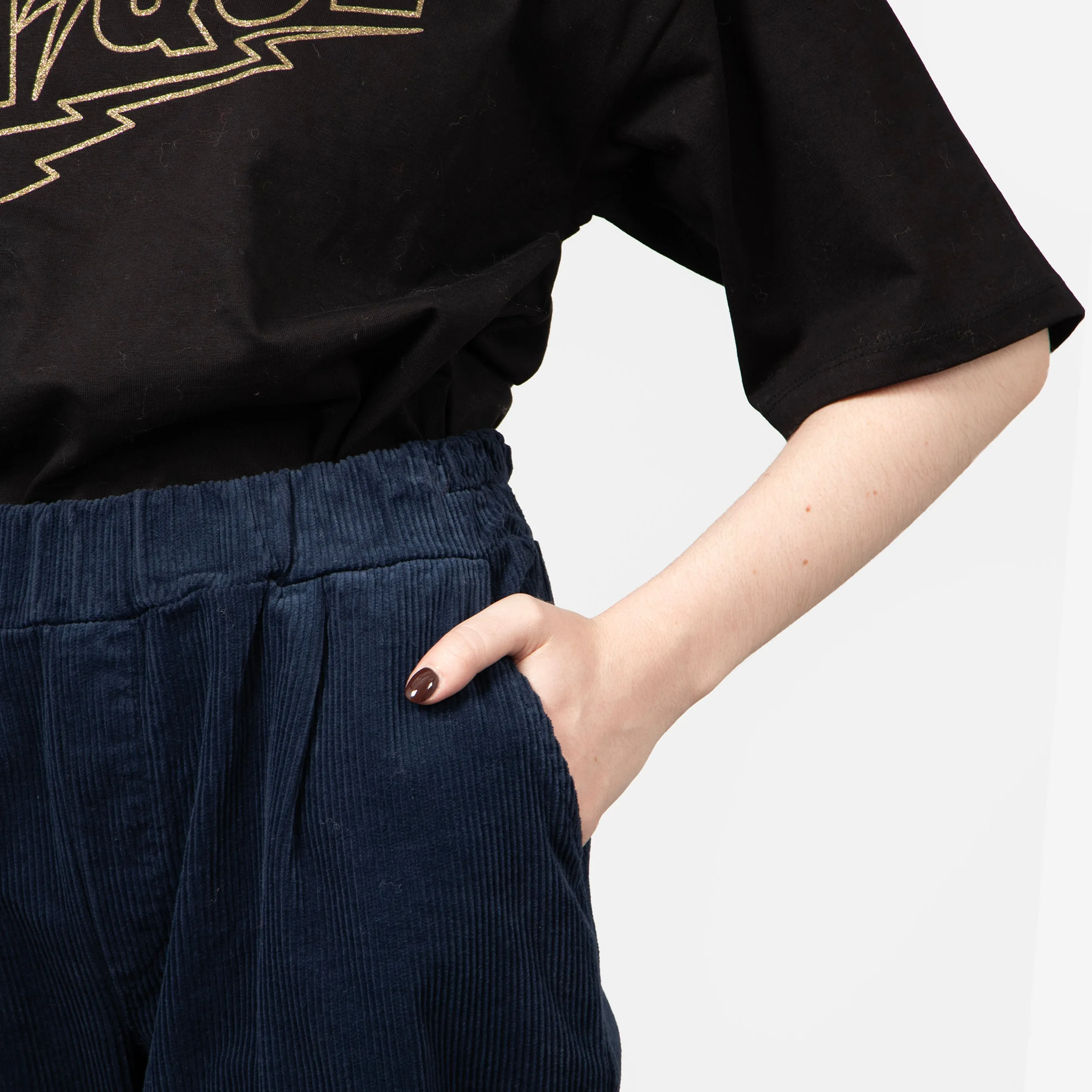 Olive Tapered Leg Trousers - Navy Blue, Babycord