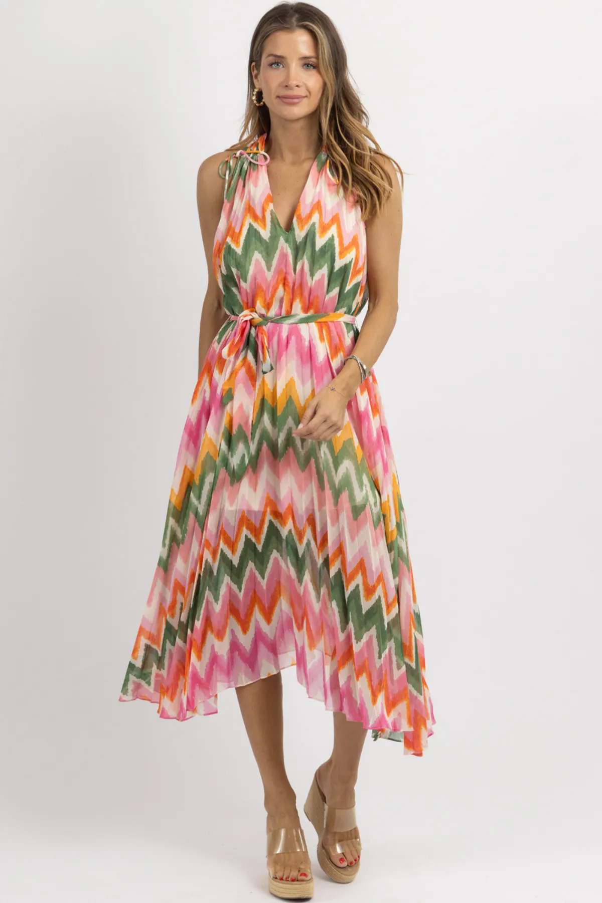 PALOMA PLEATED MIDI DRESS