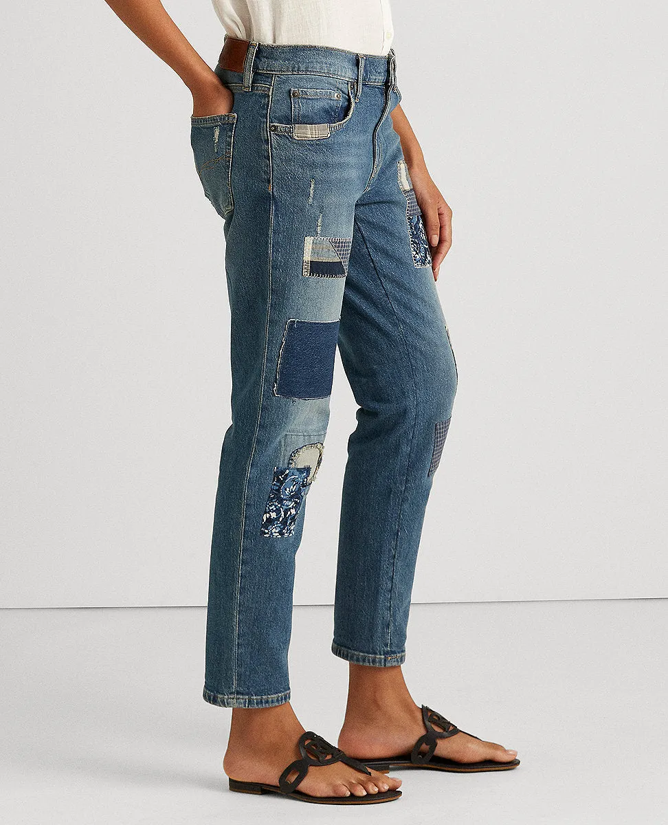 Patchwork Relaxed Tapered Jean In Blue Wash
