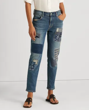 Patchwork Relaxed Tapered Jean In Blue Wash