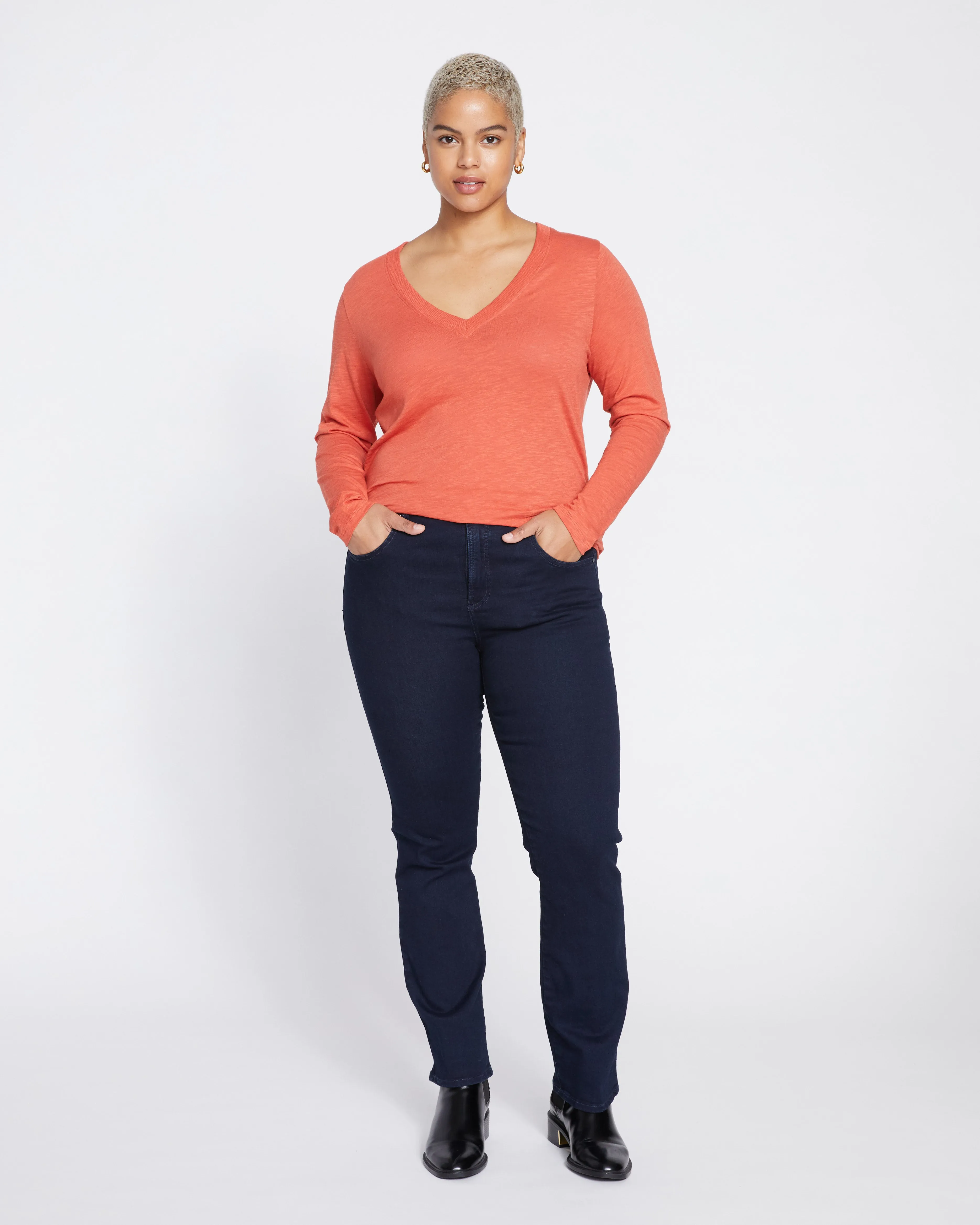 Phoenix Light-As-Air V Neck Tee - Aperol