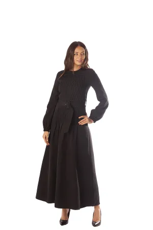 Pleated Bodice Belt Dress
