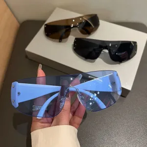"She Got It" Shield Rimless Fashion Sunglasses