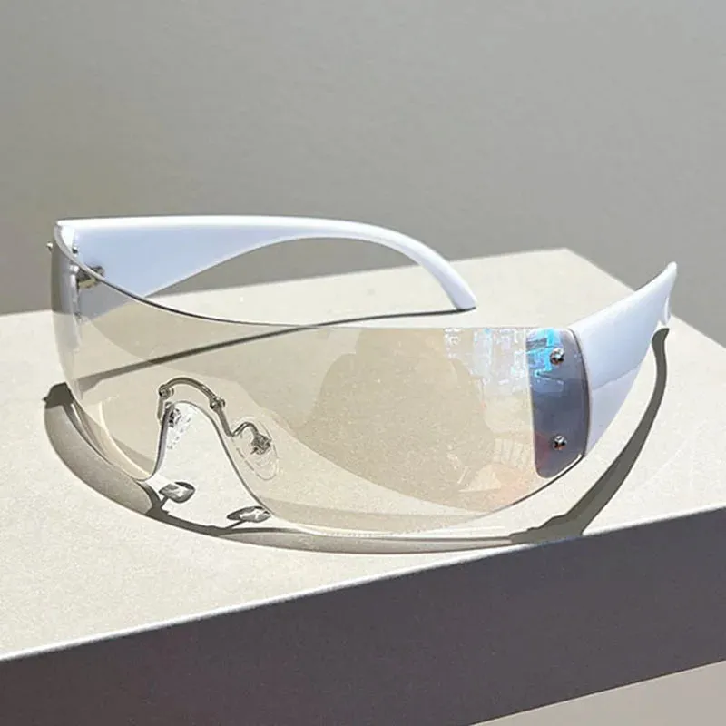 "She Got It" Shield Rimless Fashion Sunglasses