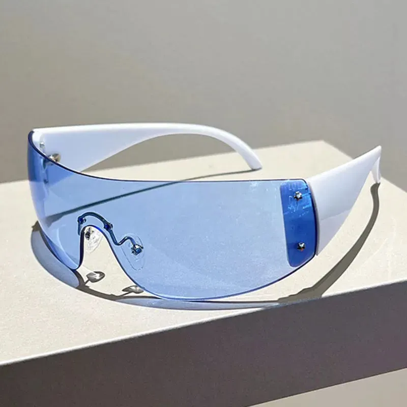 "She Got It" Shield Rimless Fashion Sunglasses
