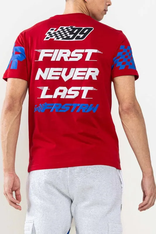 Red First Never Last Racking Patches Tee