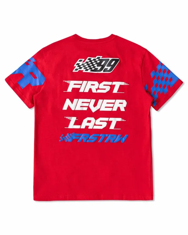 Red First Never Last Racking Patches Tee