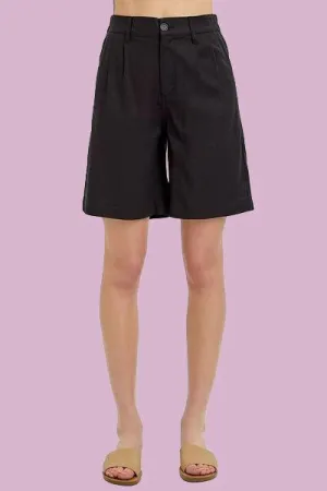 RISEN High Rise Pleated Front Shorts