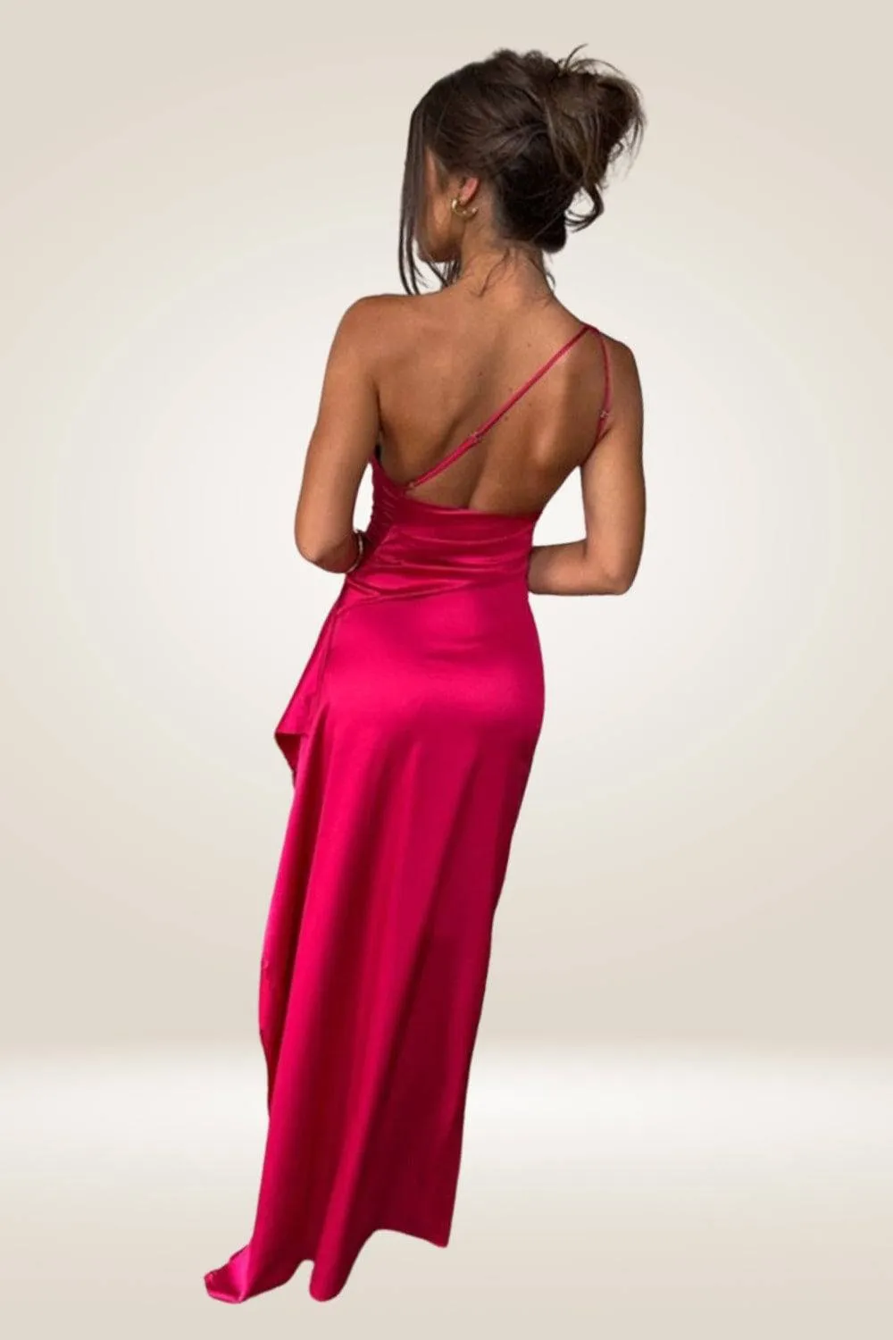 Ruffled Satin Maxi Dress