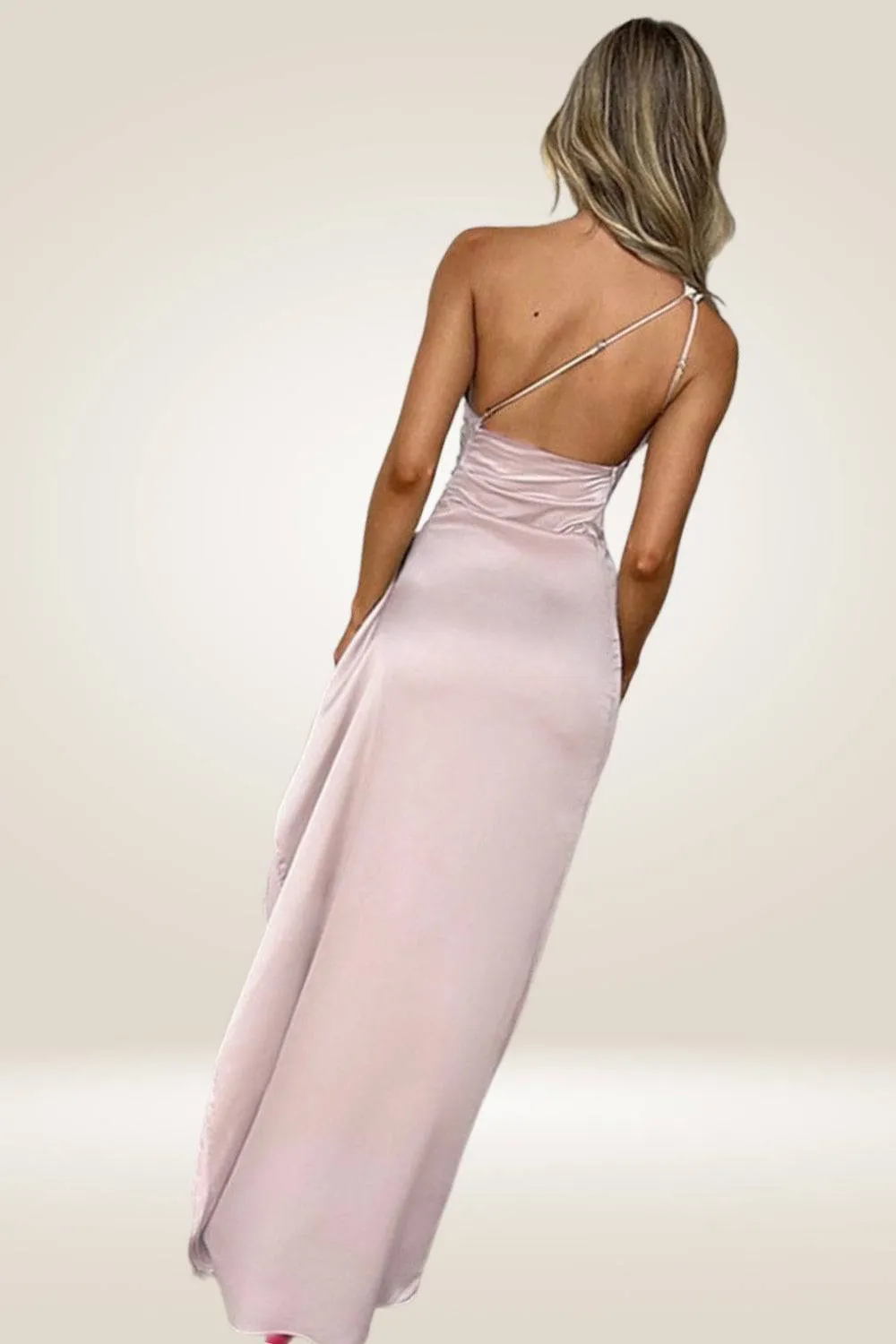 Ruffled Satin Maxi Dress