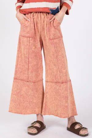 SAGE   FIG Raspberry Mineral Washed Terry Wide Leg Pants