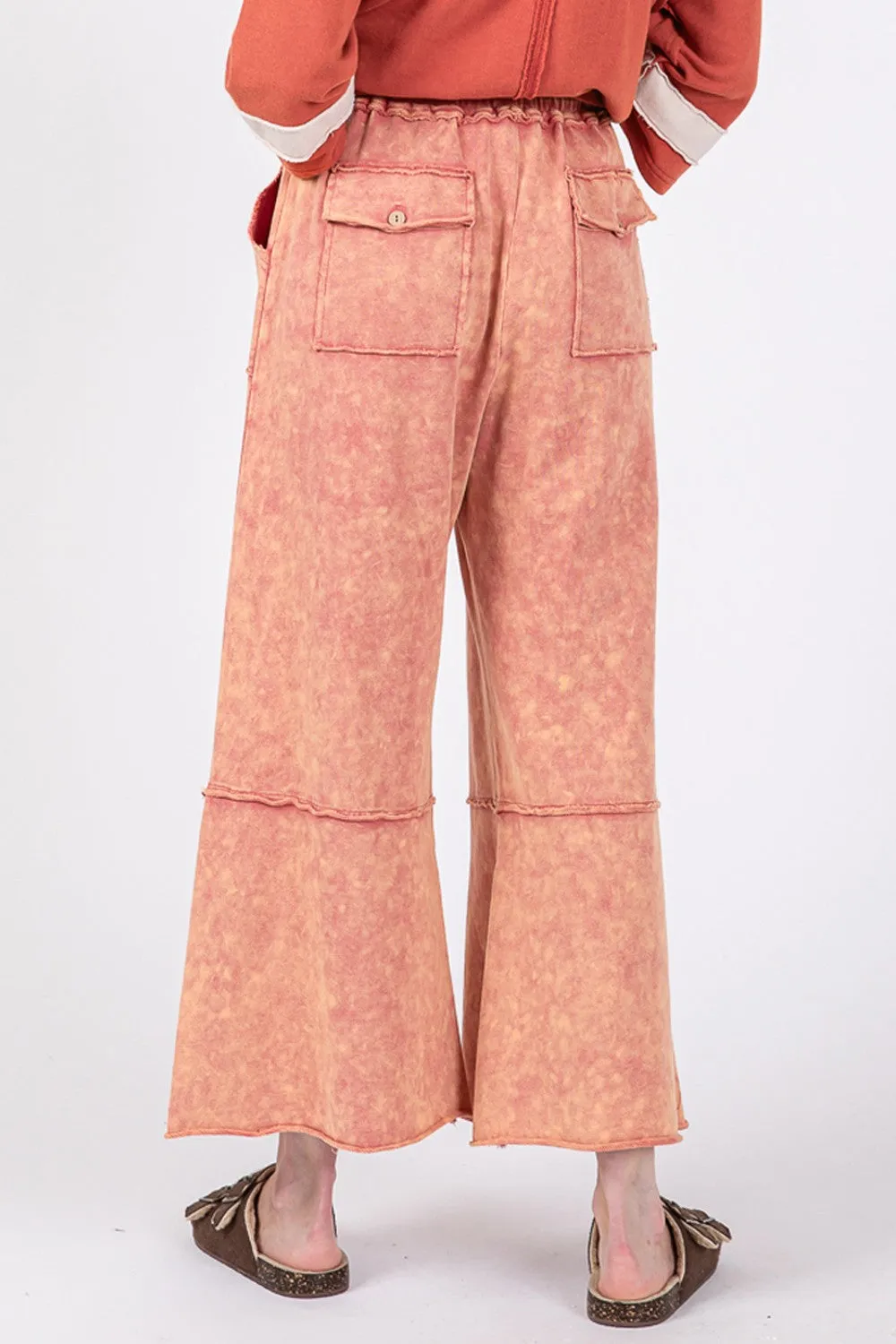 SAGE   FIG Raspberry Mineral Washed Terry Wide Leg Pants