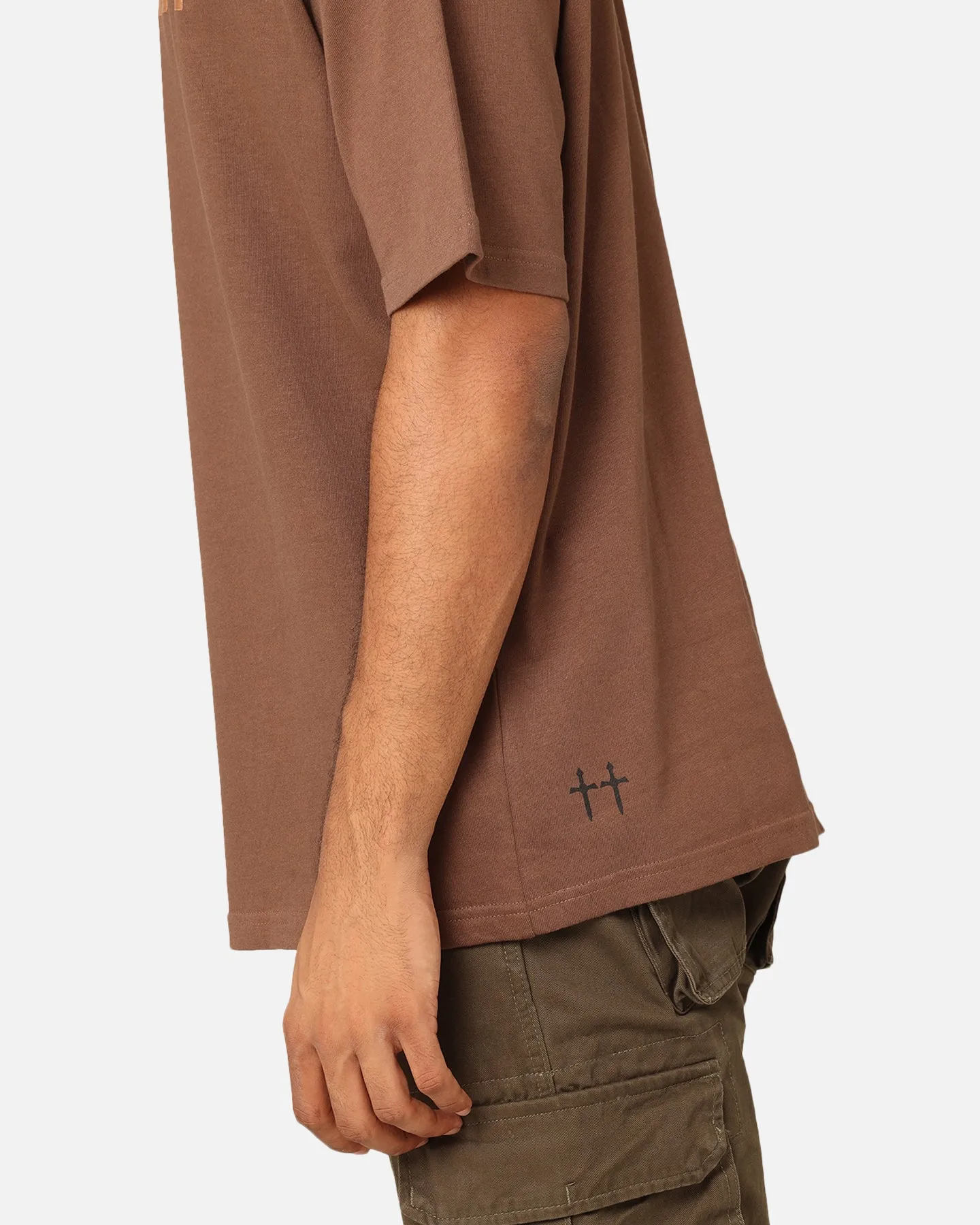 Saint Morta Scripture Mock Neck T-Shirt Brown