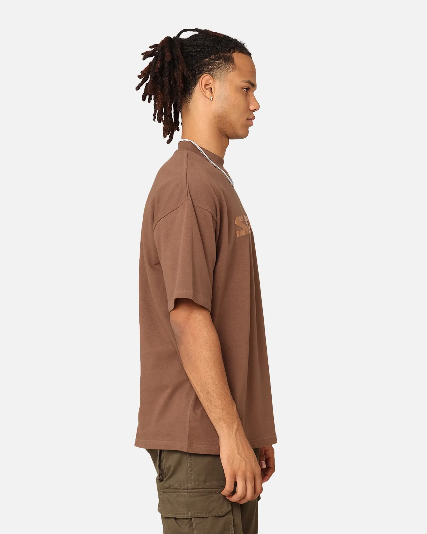 Saint Morta Scripture Mock Neck T-Shirt Brown