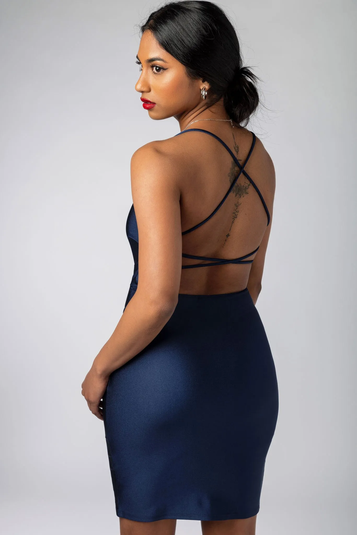 Satin Strappy Back Mini Dress
