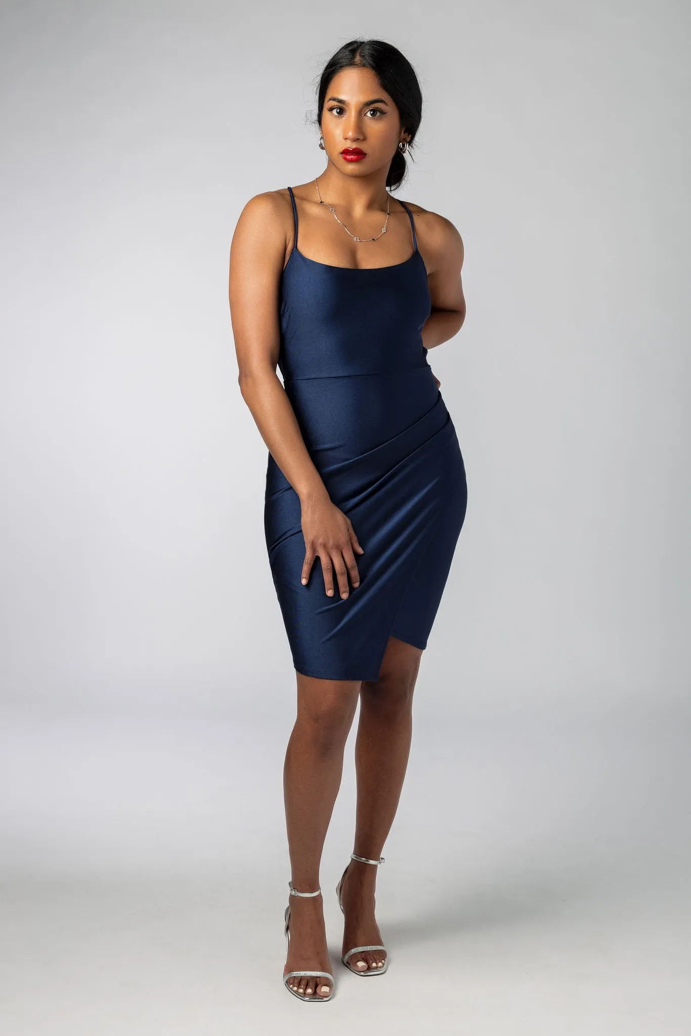 Satin Strappy Back Mini Dress