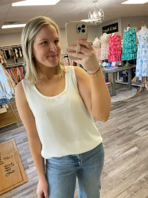 Scoop Neck Tank Blouse - Ivory