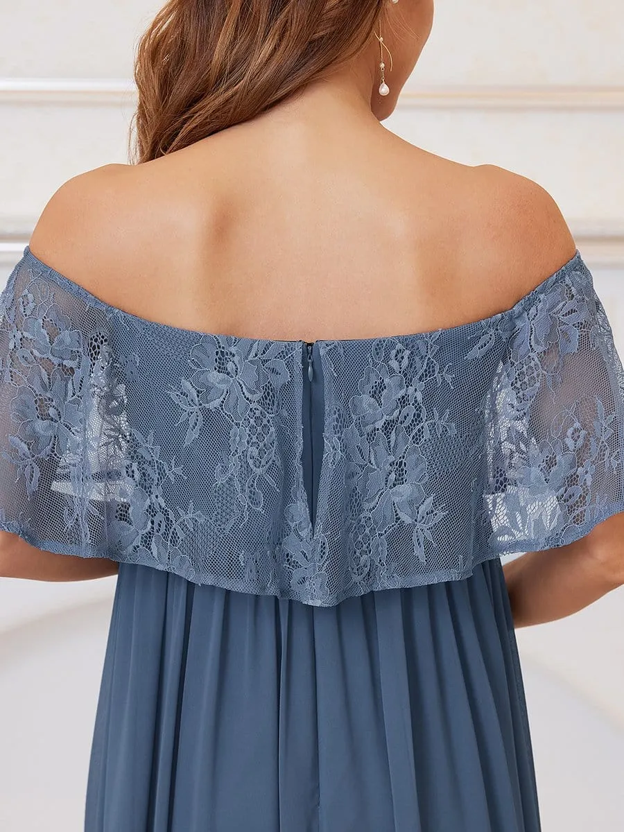 Stunning Off shoulder Pleated Maxi Maternity Dress