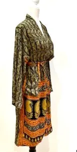 Top of the Line Silk Kimono Duster,  Rich Mixed Print (Black and Red)