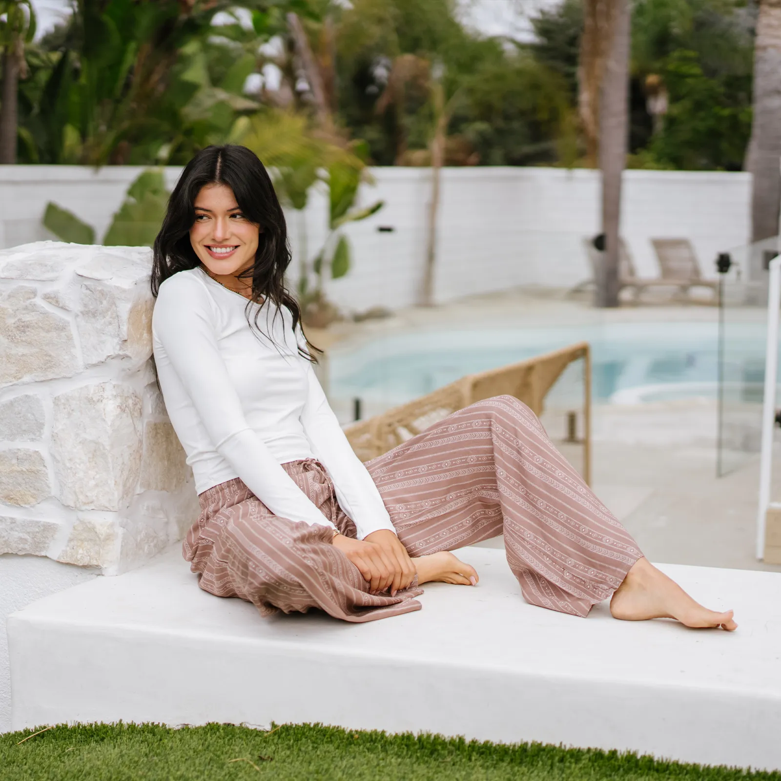 Yao Tribal Print Wide Leg Drawstring Pants