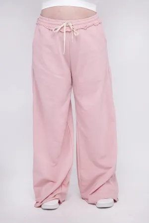 Zenana Plus Size Raw Hem Wide Leg Pants